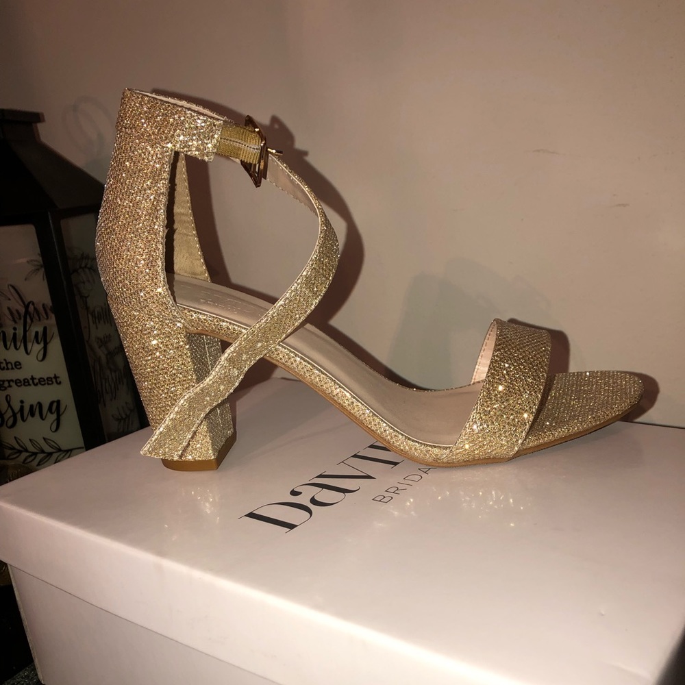 David’s Bridal gold sandal